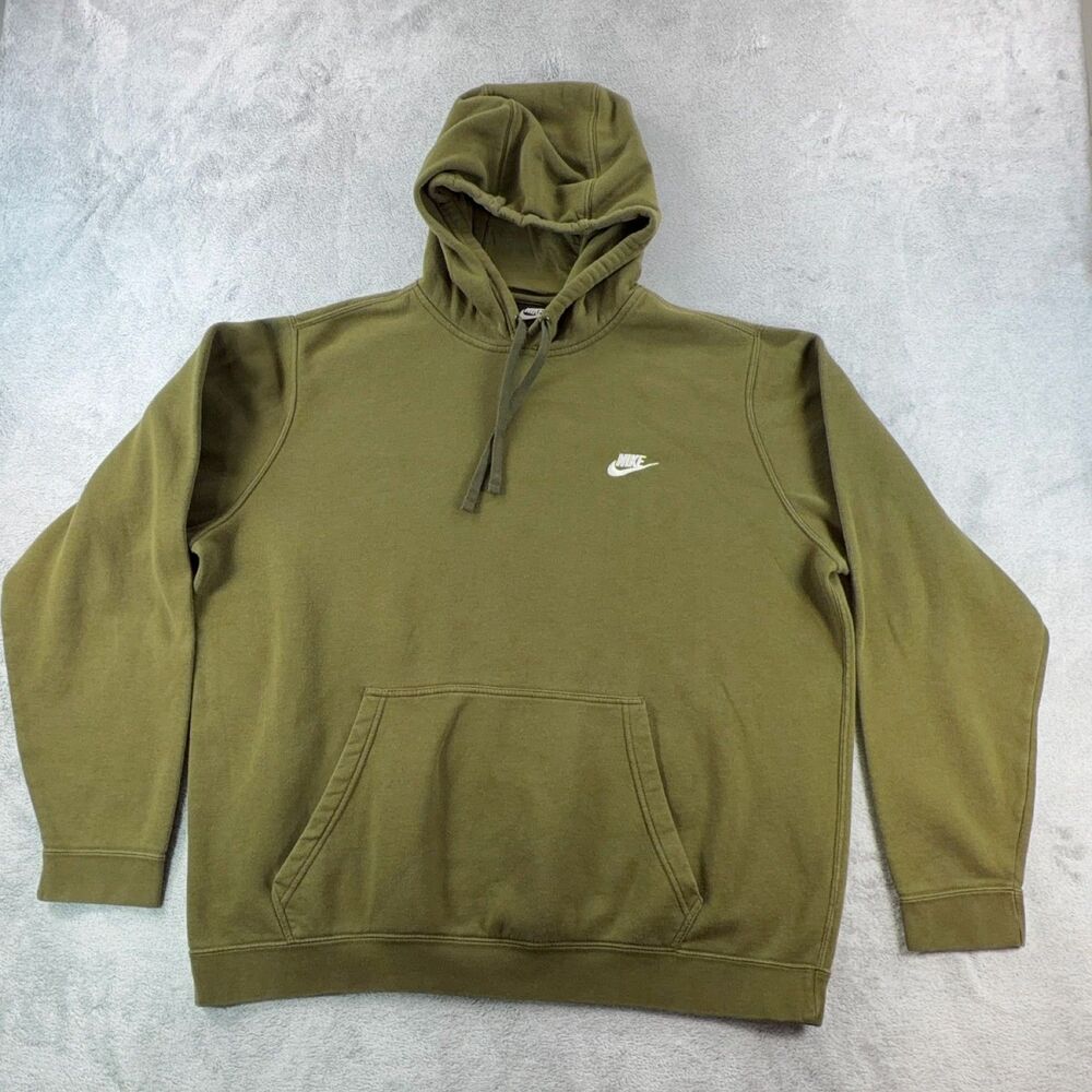 Nike Sportswear Men's 2XL Green Fleece Pullover Hoodie Logo Gym Training